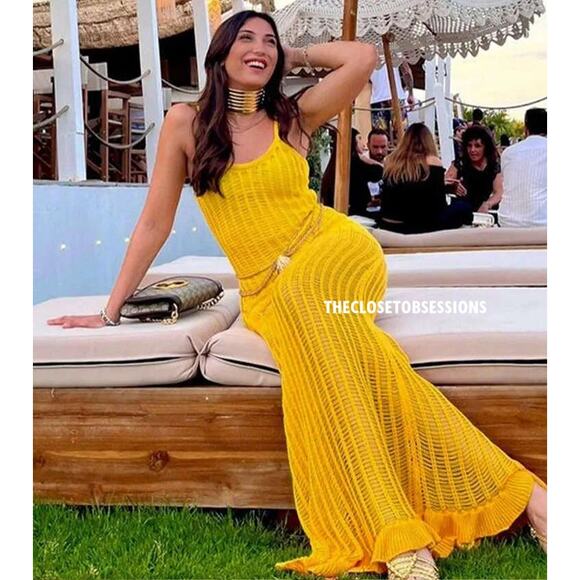 MANGO X SIMON MILLER BLOGGER FAVE!!! Long Dress with Ruffled Hem NWT - Picture 5 of 16